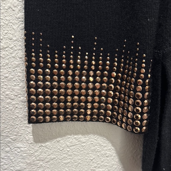 Tory Burch Black Long Sleeve Top with Gold Studded Design - Picture 3 of 6